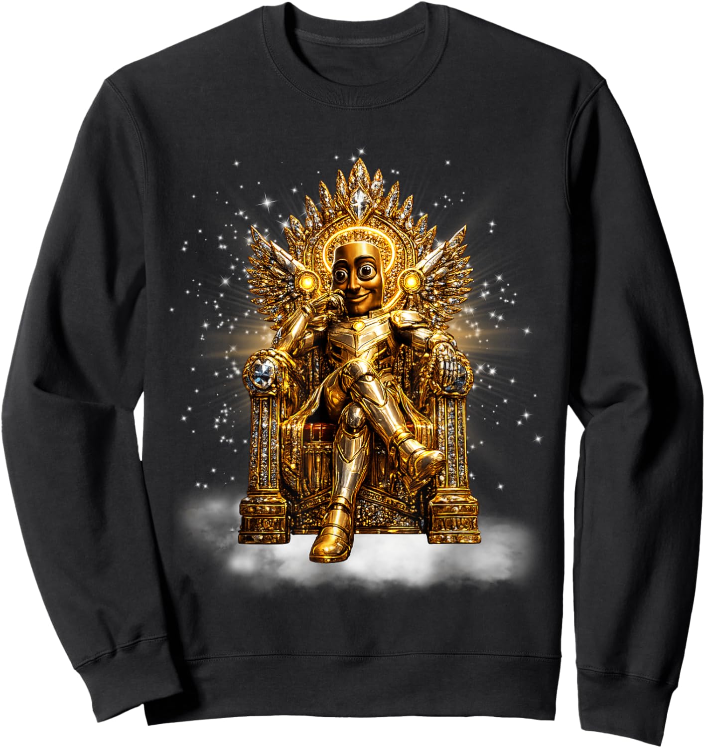 Funny Gold King Tung Tung Sahur Brainrot Meme Sweatshirt - Sweatshirt | Black