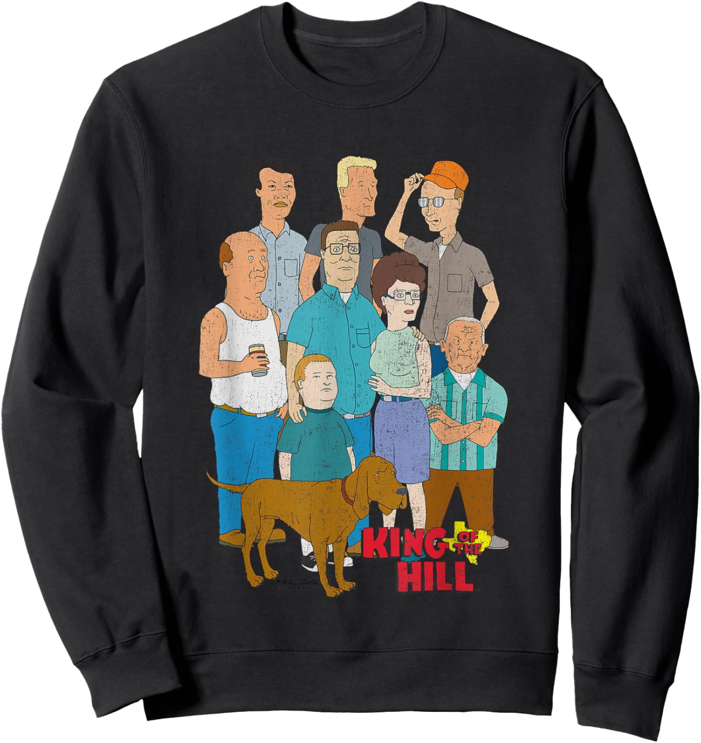 King of The Hill Iconic Characters Group Shot Retro Poster Sweatshirt - Sweatshirt | Black