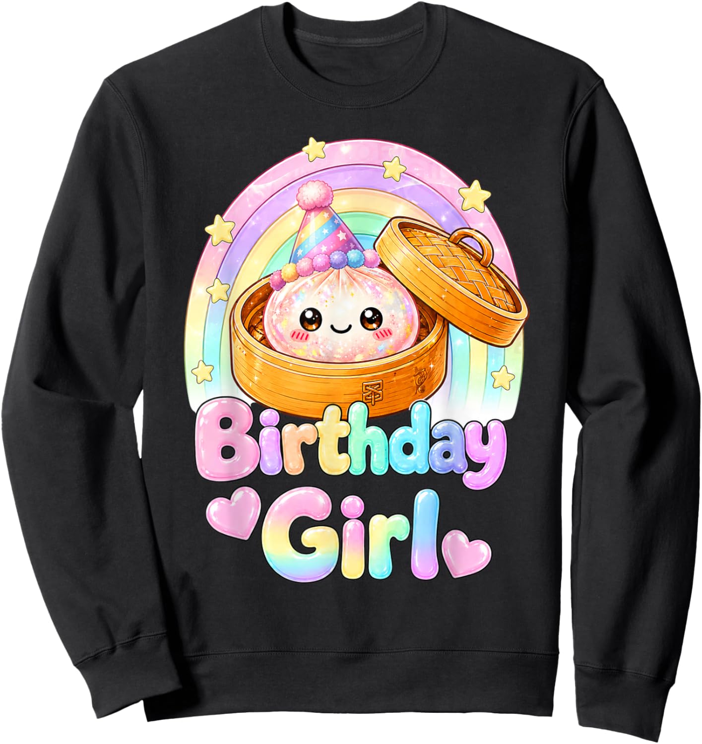 Happy Birthday Girl Kawaii Dumpling Anime Birthday Party Sweatshirt - Sweatshirt | Black
