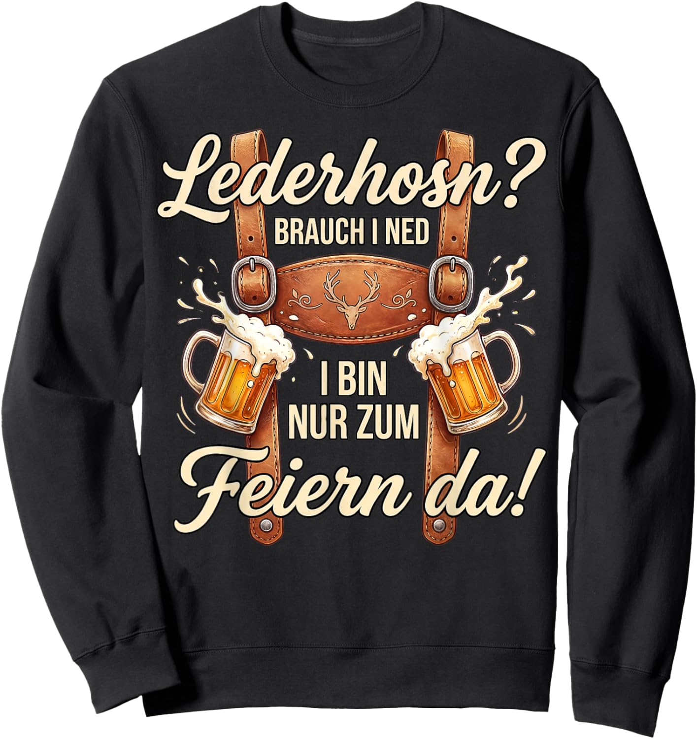 Passend für Oktoberfest Shirt Herren Trachtenshirt Trachten Sweatshirt - Sweatshirt | Black