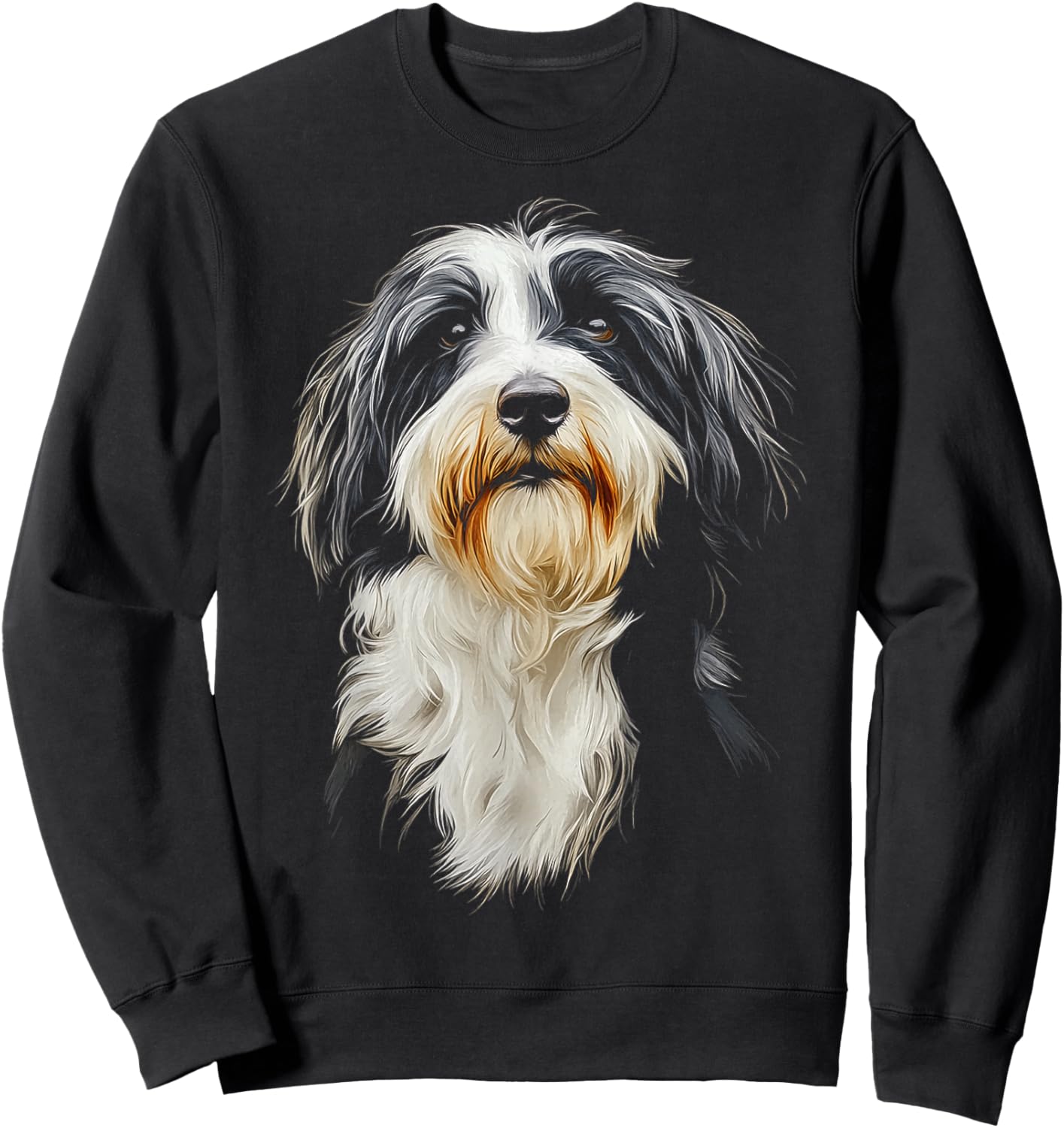Bearded Collie Dog Motif Pet Illustration Bearded Collie Sweatshirt - Sweatshirt | Black