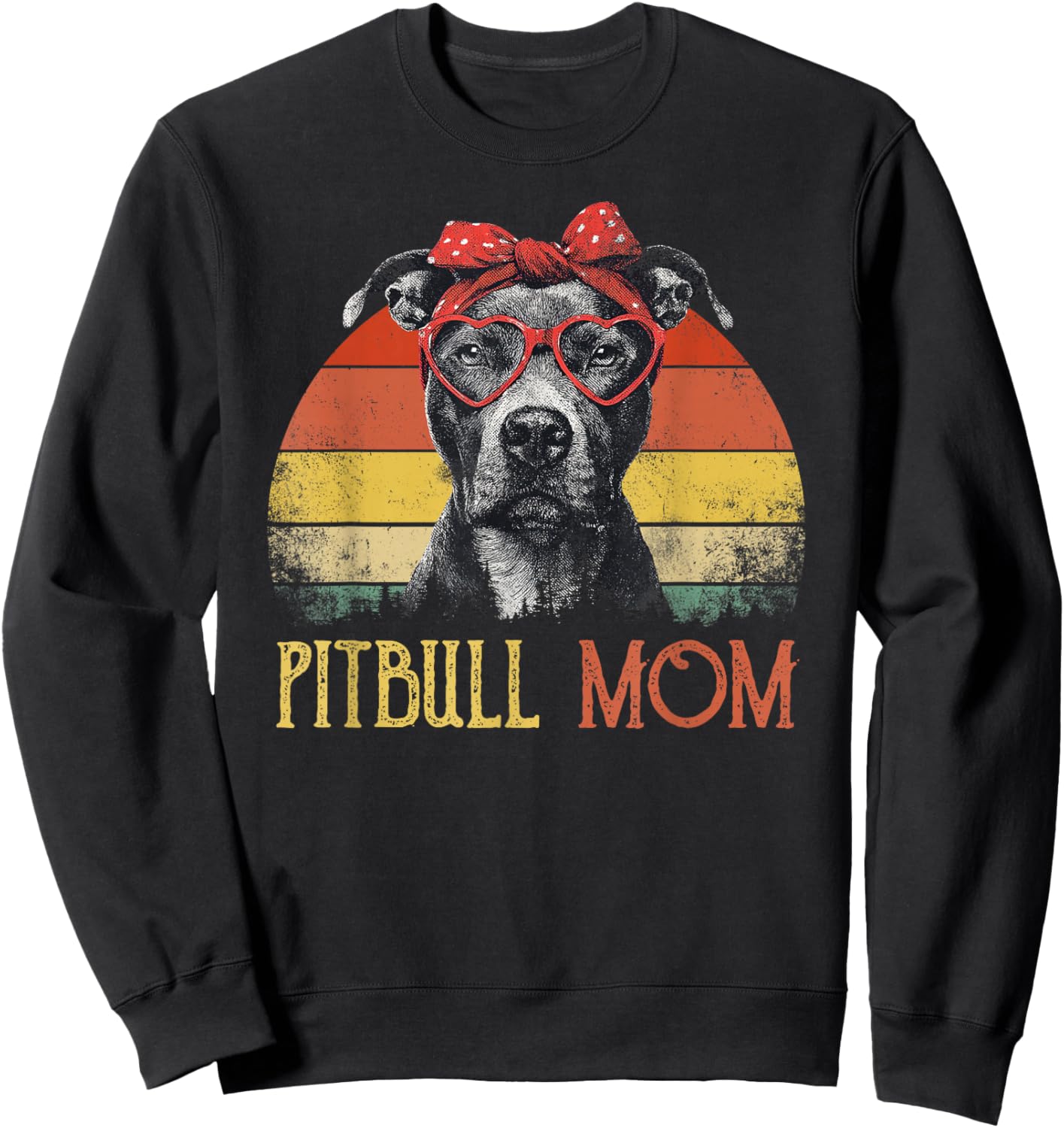 Pitbull Mom Dog Retro Vintage Design Women's Sweatshirt - Sweatshirt | Black