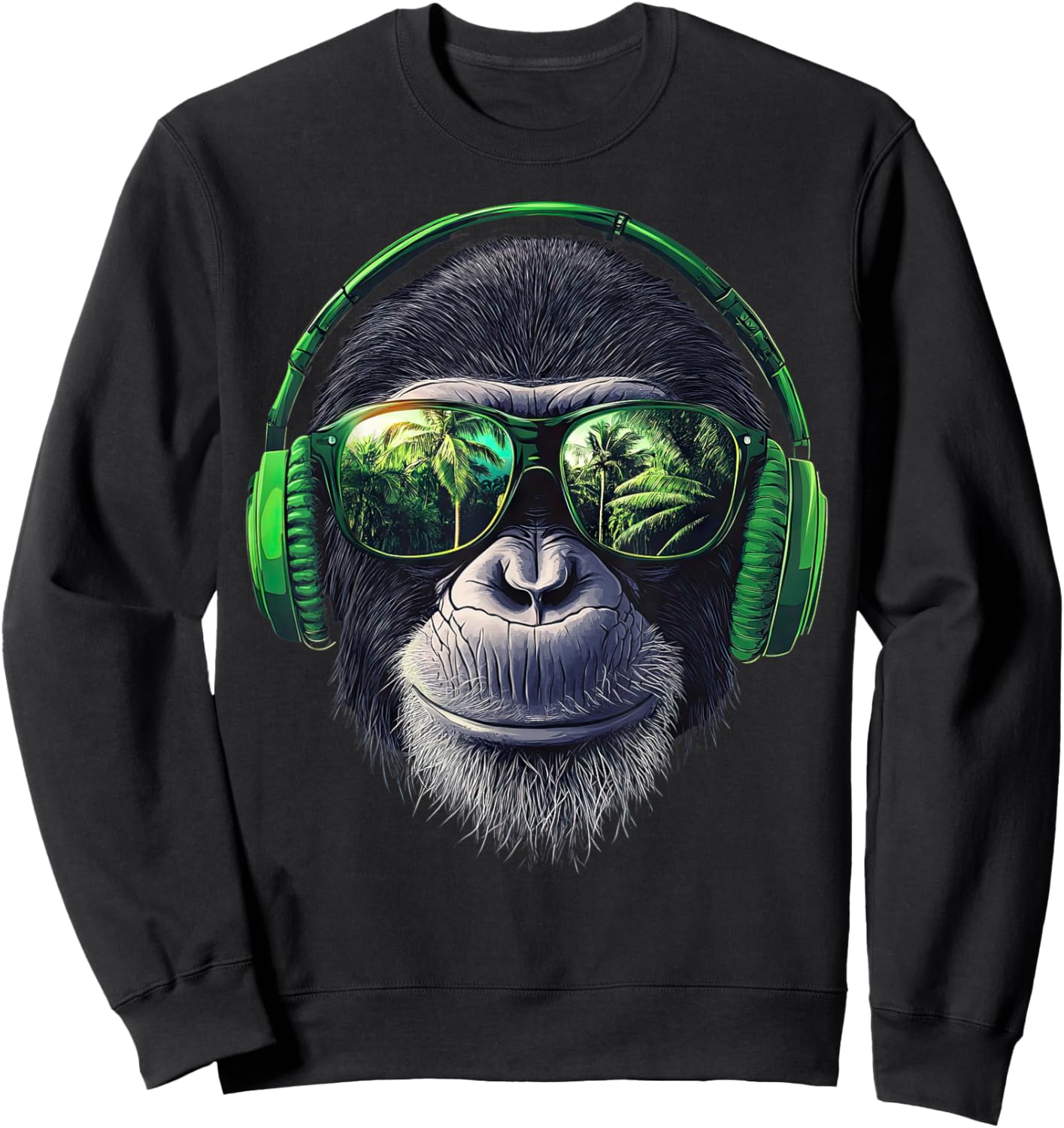 Funny Monkey with sunglasses cool Graffiti Urban art street Sweatshirt - Sweatshirt | Black