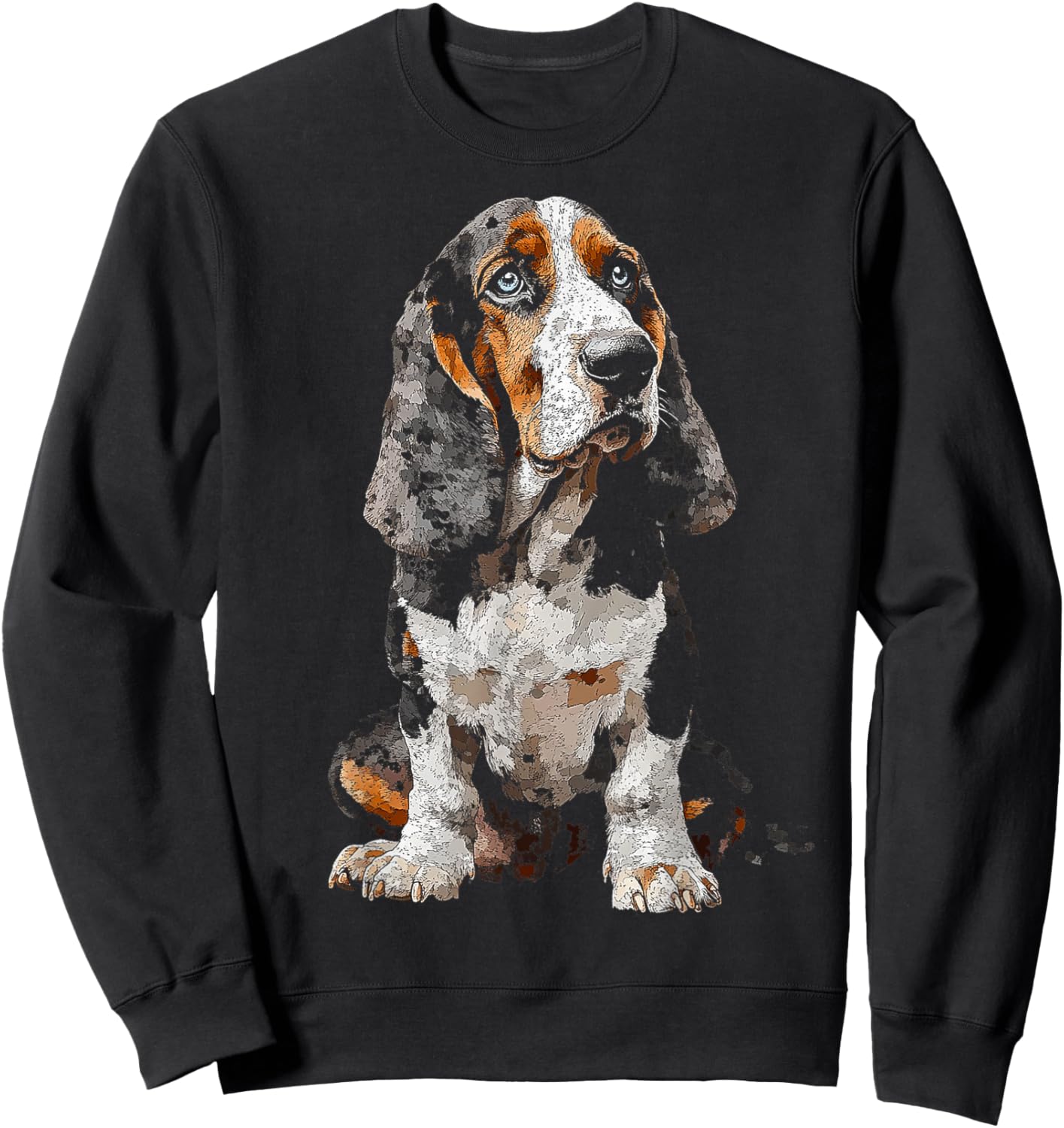 Basset Hound Dog Motif Pet Art Blue Eyes Basset Hound Women Kids Sweatshirt - Sweatshirt | Black
