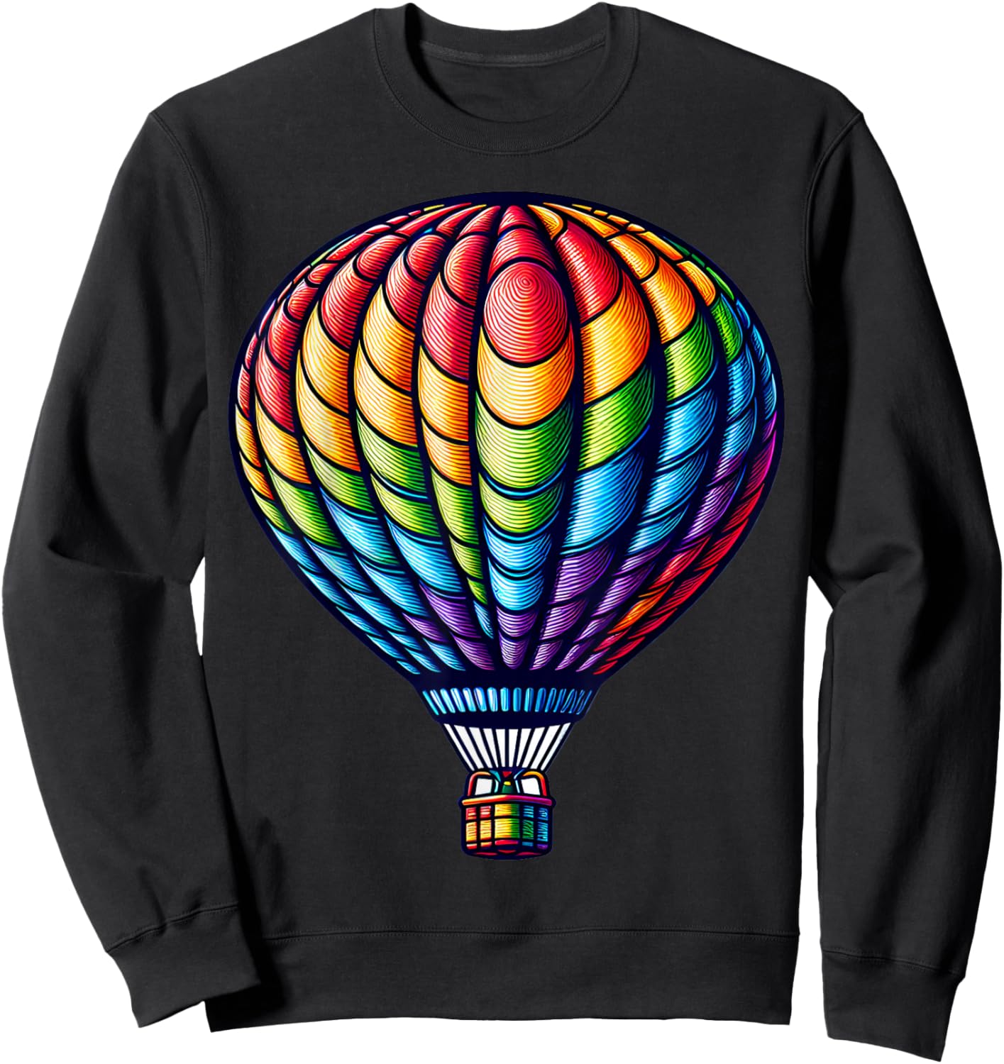 Colorful Rainbow Hot Air Balloon Flight Sweatshirt - Sweatshirt | Black