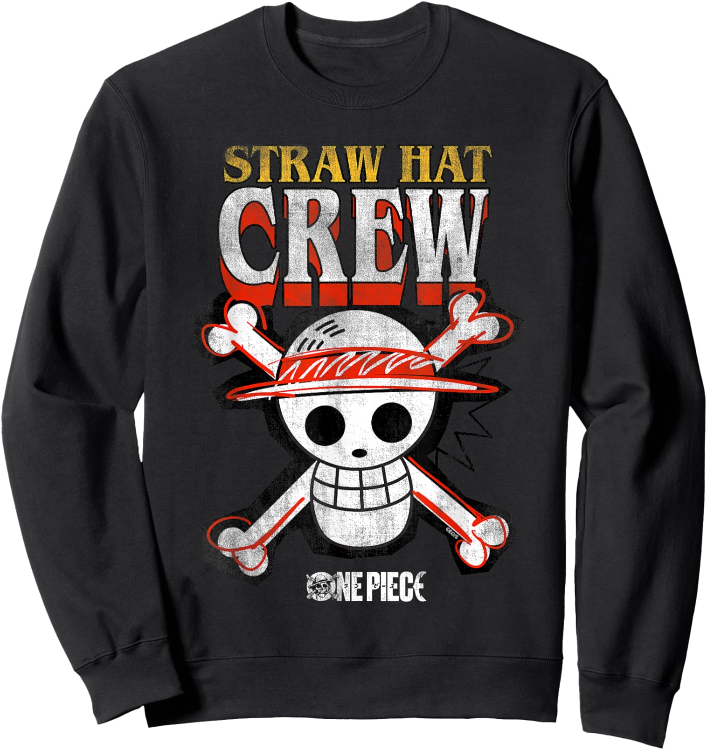 One Piece Straw Hat Crew Logo Sweatshirt - Sweatshirt | Black