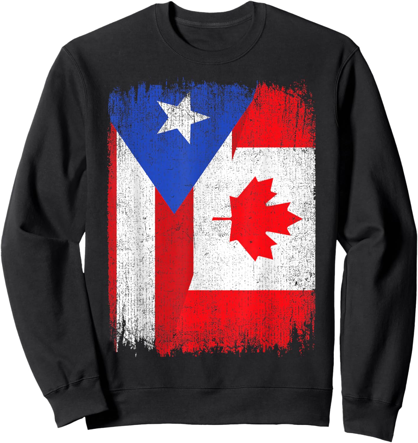 Half Puerto Rico Canada Flag Canadian Pride Roots Sweatshirt - Sweatshirt | Black