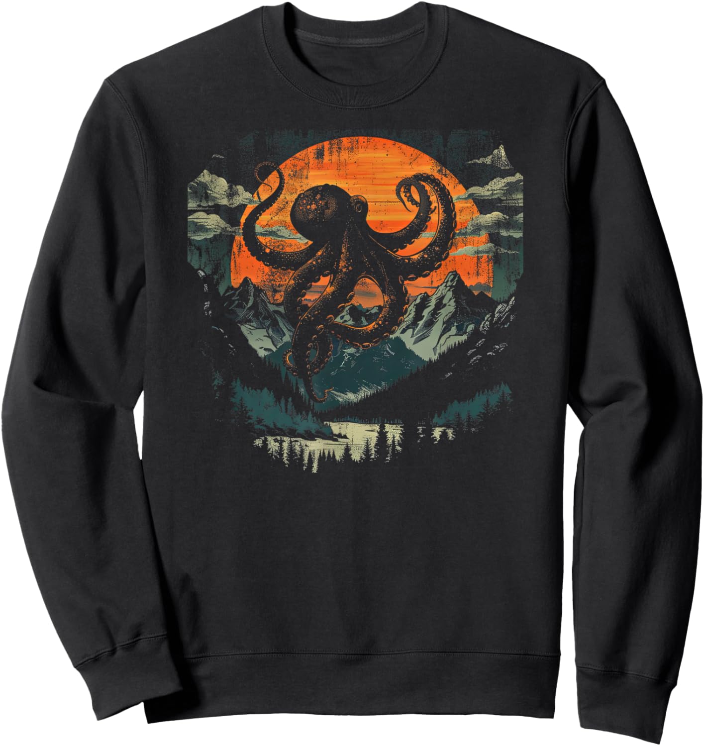 Octopus Shirt /Graphic Mountain Sweatshirt - Sweatshirt | Black