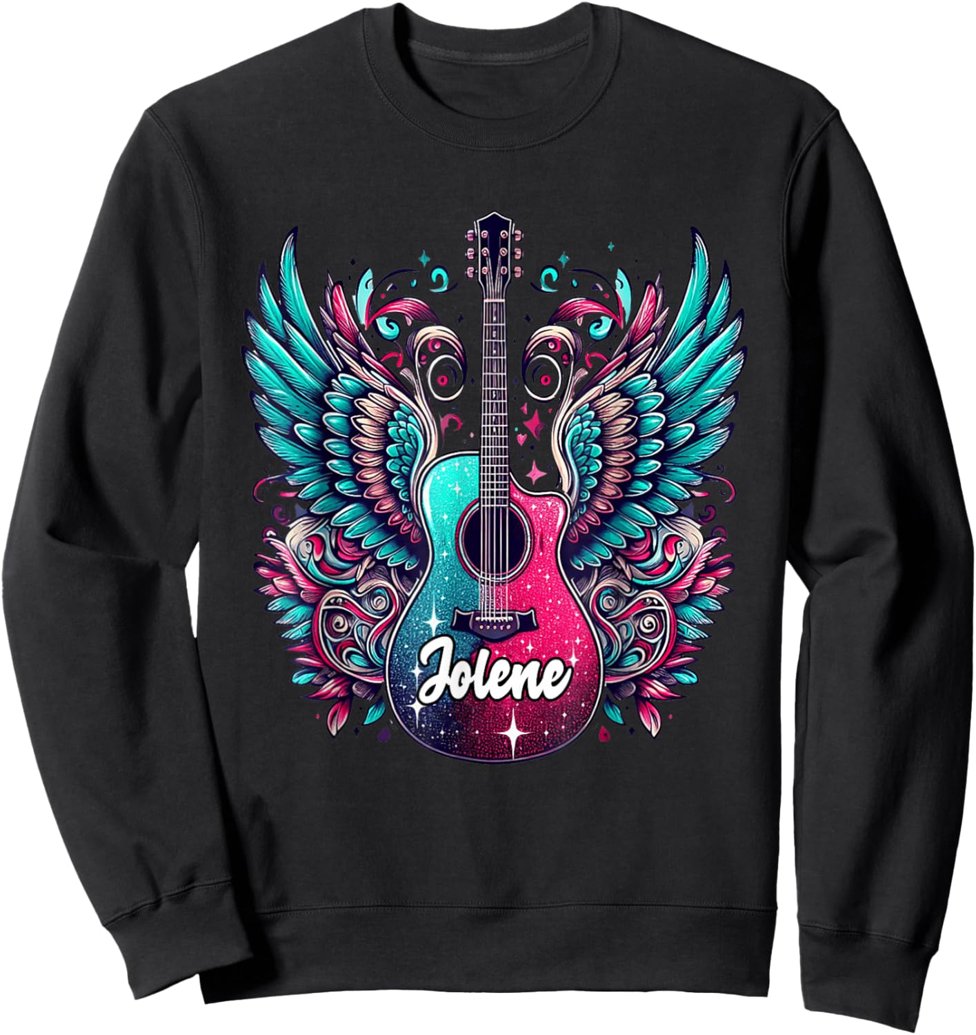 Girl Retro Jolene First Name Personalized Groovy 80's Sweatshirt - Sweatshirt | Black