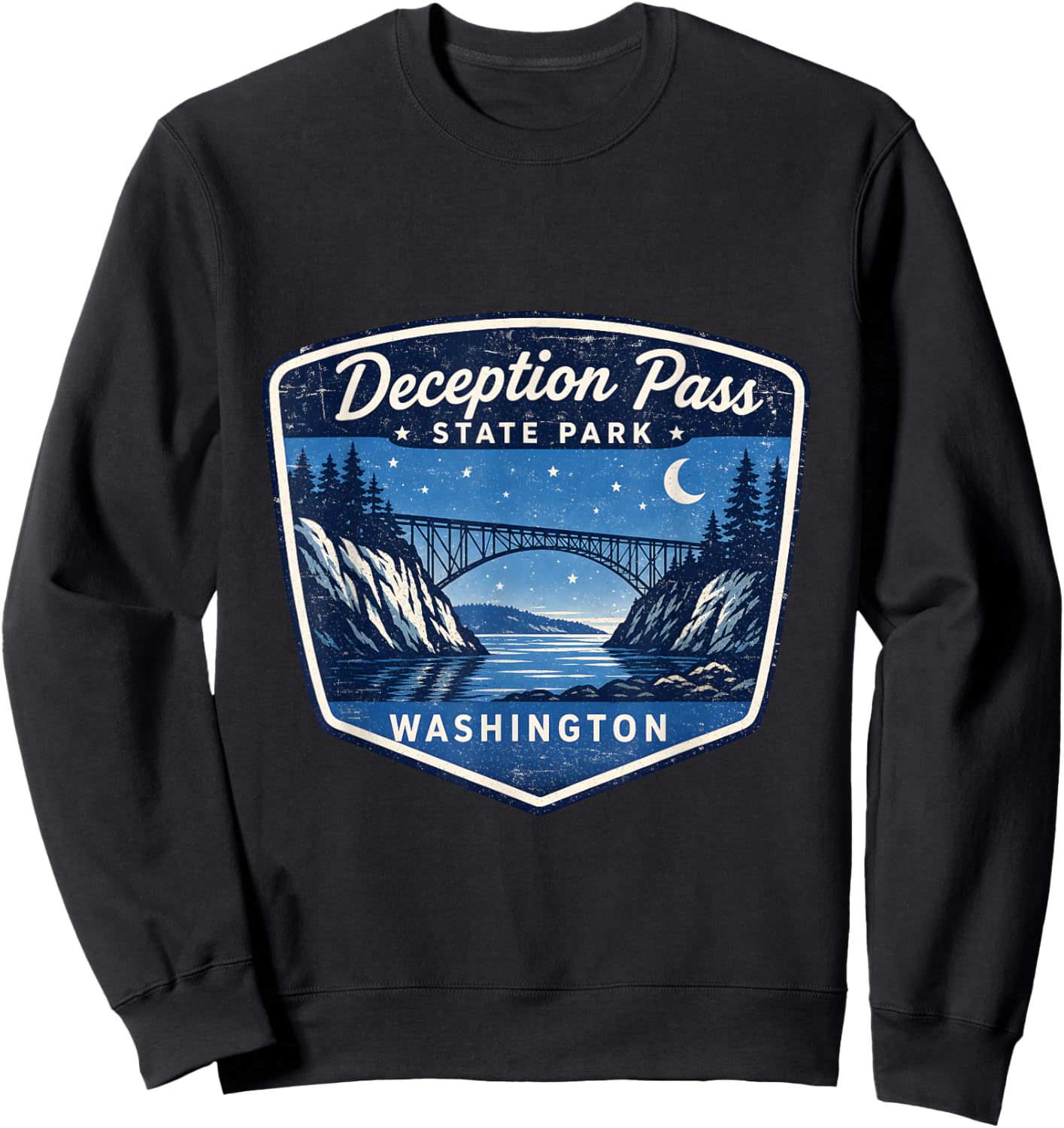 Deception Pass State Park Washington Outdoor Nature Travel Sweatshirt - Sweatshirt | Black