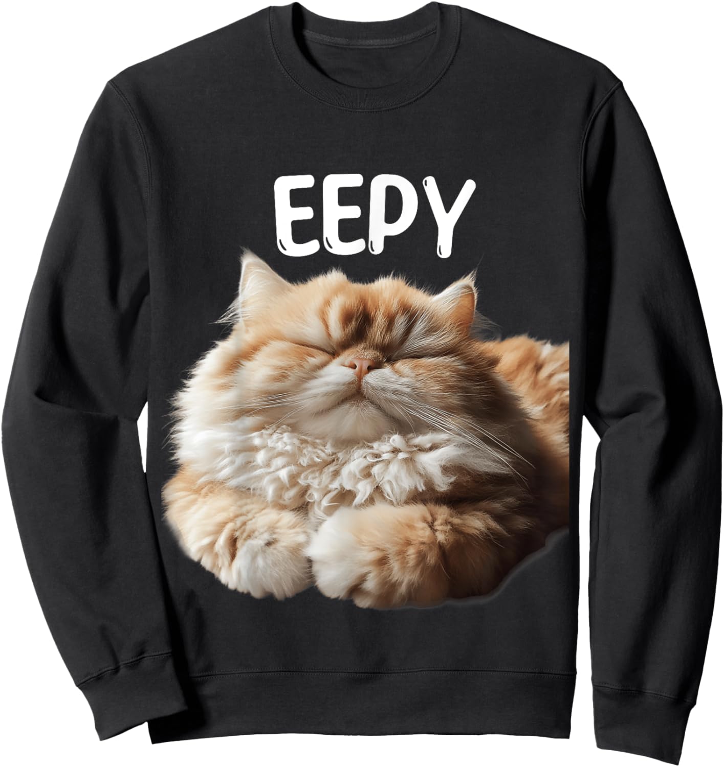 Eepy Cat, Silly Sleepy Cat Meme Cute fluffy cat lovers Sweatshirt - Sweatshirt | Black