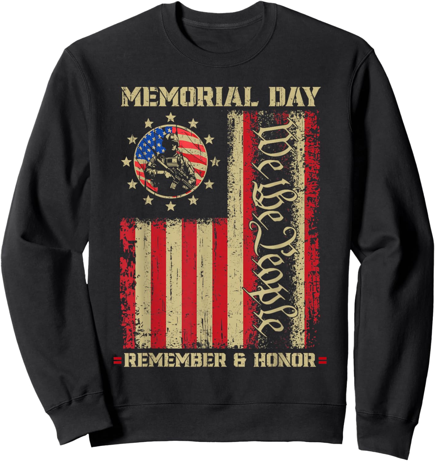 Memorial Day Remember Honor Patriotic USA Flag Men Women Kid Sweatshirt - Sweatshirt | Black