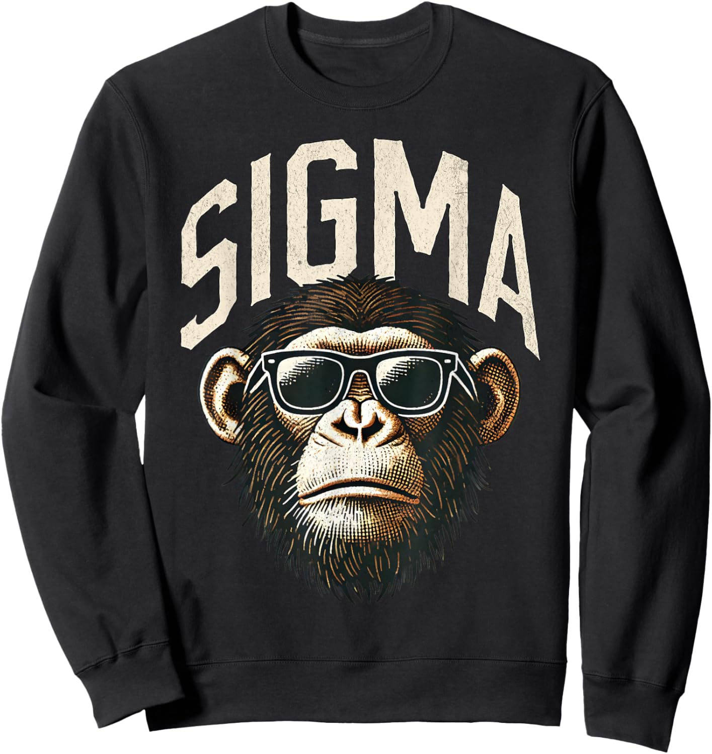 Funny Sigma Monkey Meme Vintage Chimpanzee Kids Boys Teens Sweatshirt - Sweatshirt | Black