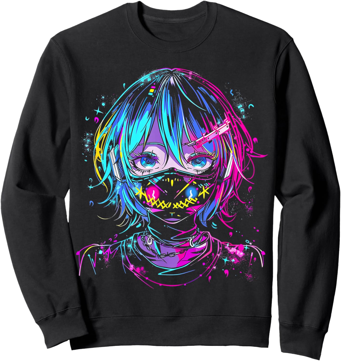 Anime Manga Graphic Tattoo Artwork Anime Sweatshirt - Sweatshirt | Black