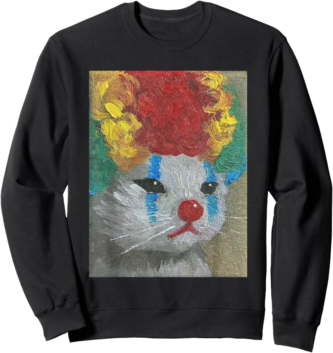 Clown Cat Sad Meme Kitty Feeling Like A Clown Cat Sweatshirt - Sweatshirt | Black