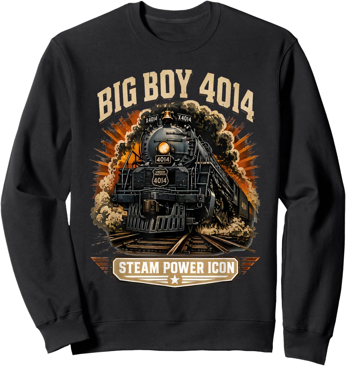 Big Boy 4014 Steam Engine Locomotive Train Vintage Railroad Sweatshirt - Sweatshirt | Black