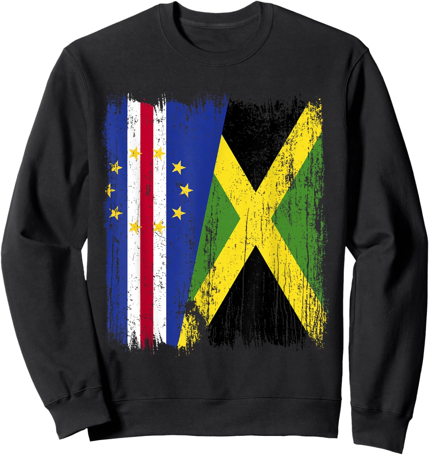 Cape Verde Jamaica Half Flag Cape Verdean Jamaican Heritage Sweatshirt - Sweatshirt | Black
