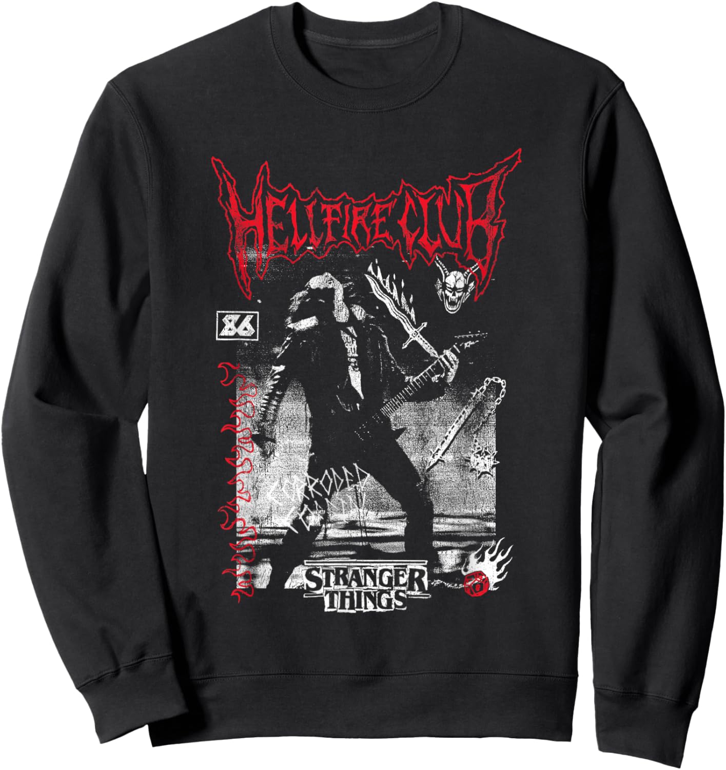 Stranger Things Eddie Hellfire Officially Licensed Sweatshirt - Sweatshirt | Black