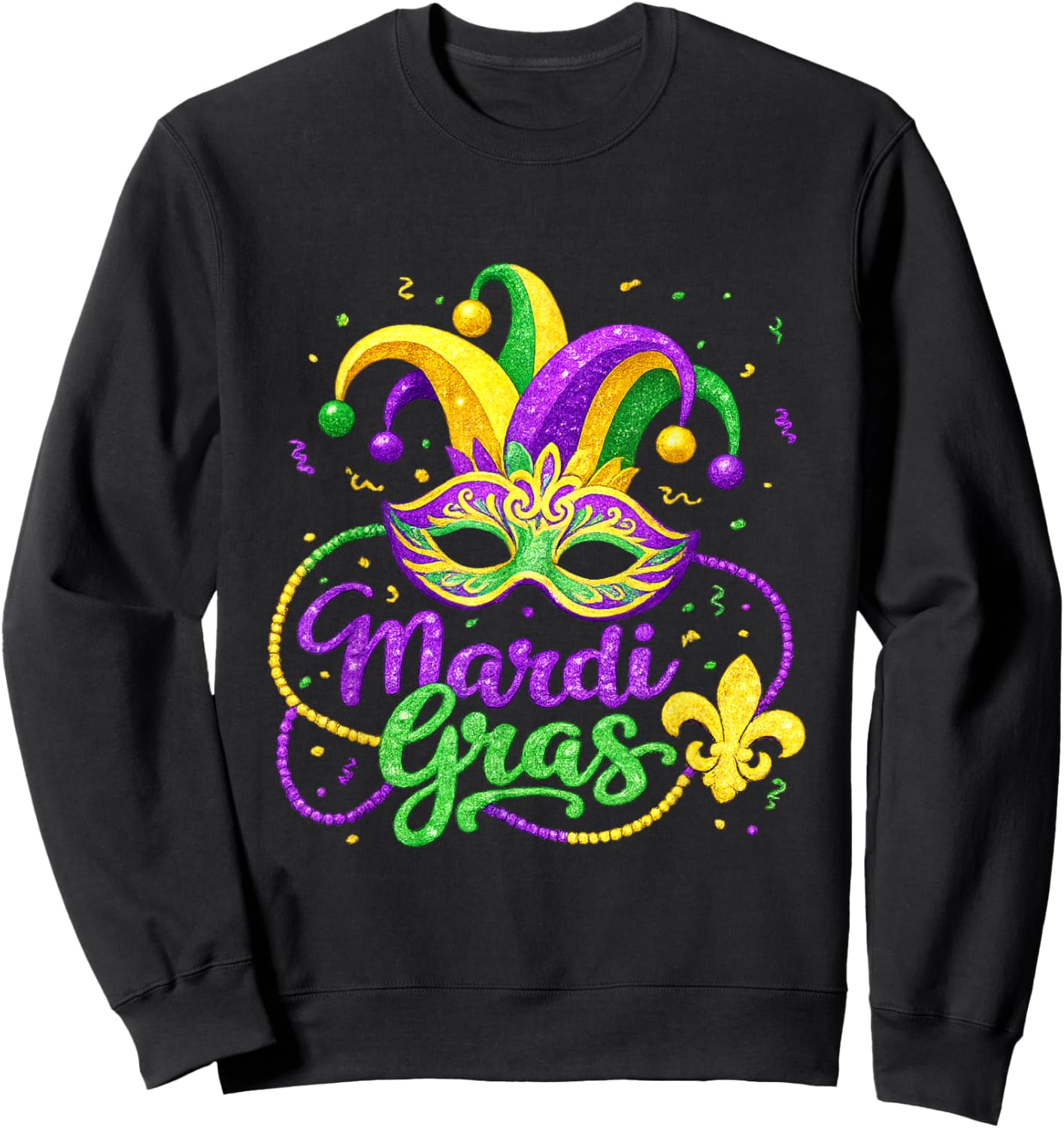 Funny Carnival Party Mask Costume Mardi Gras Sweatshirt - Sweatshirt | Black
