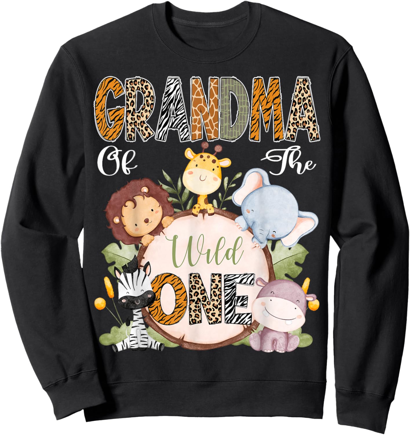 Grandma Of The Wild One 1St Birthday Safari Woodland Sweatshirt - Sweatshirt | Black