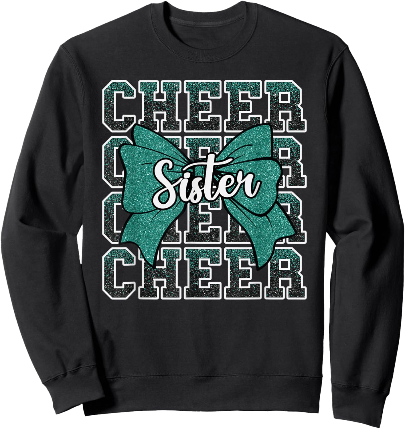 Forest Green Cheer Sister Bow Sport Cheerleader Cheerleading Sweatshirt - Sweatshirt | Black