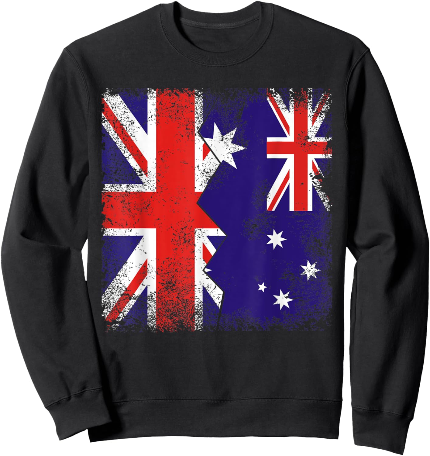 Australian Roots | Half British Flags | UK Australia Vintage Sweatshirt - Sweatshirt | Black