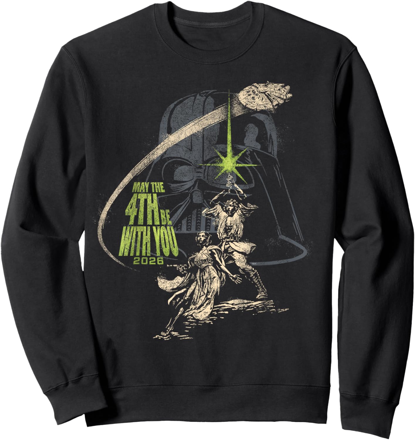 Star Wars May the 4th Be With You 2026 Vintage Distressed Sweatshirt - Sweatshirt | Black