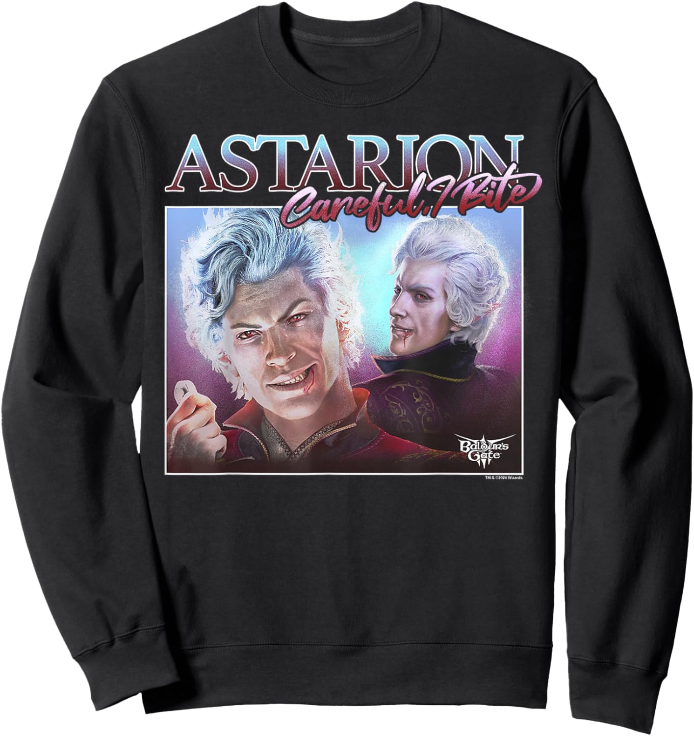 Dungeons & Dragons Careful I Bite Astarion Portrait Sweatshirt - Sweatshirt | Black