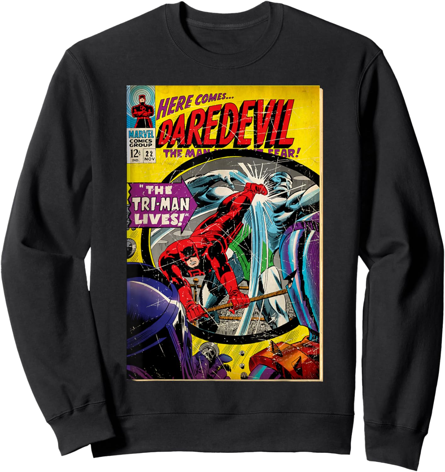Marvel Daredevil The Man Without Fear Classic Comic Cover Sweatshirt - Sweatshirt | Black