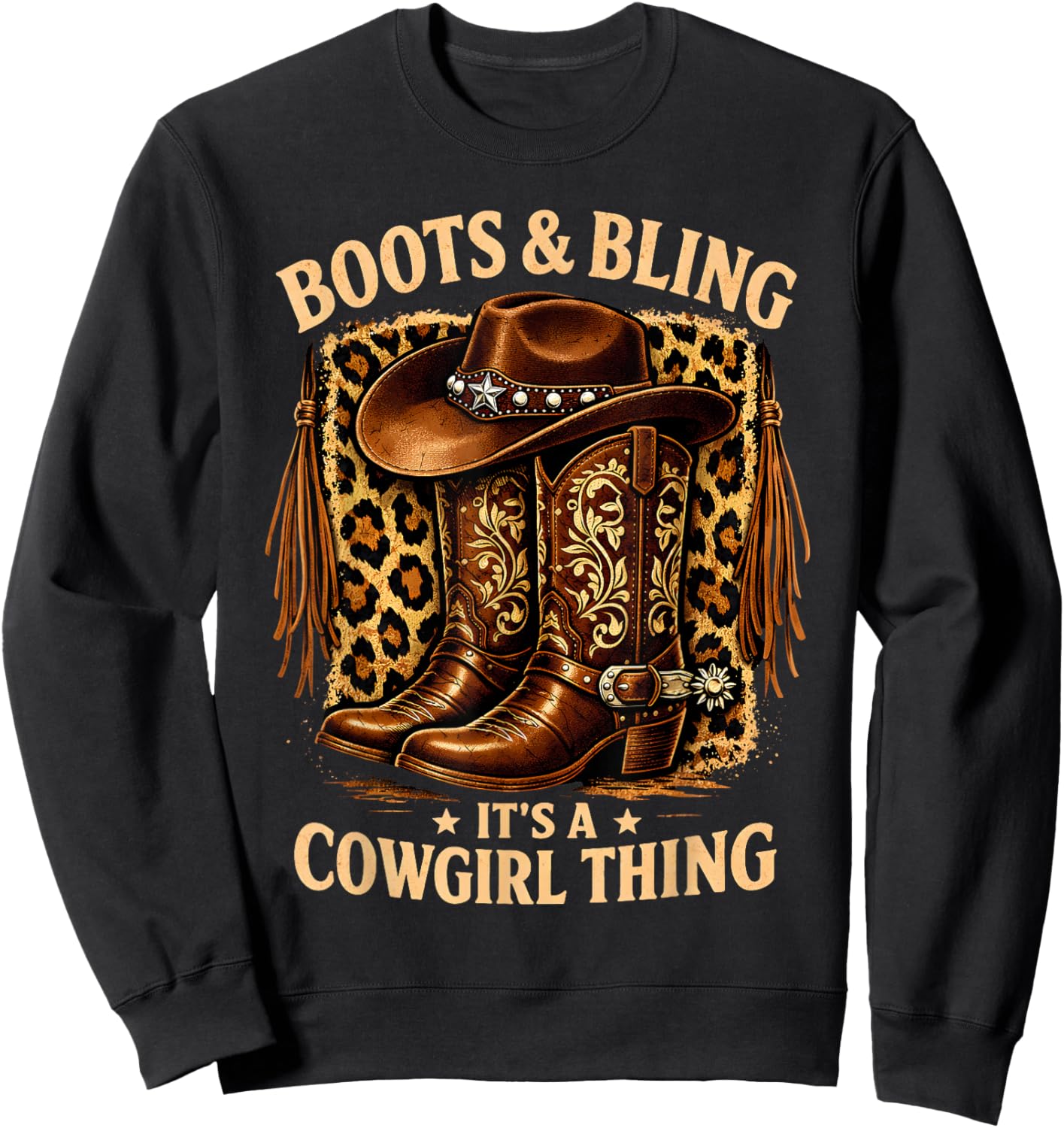 Boots and Bling its a Cowgirl Thing Rodeo Love Country Girls Sweatshirt - Sweatshirt | Black