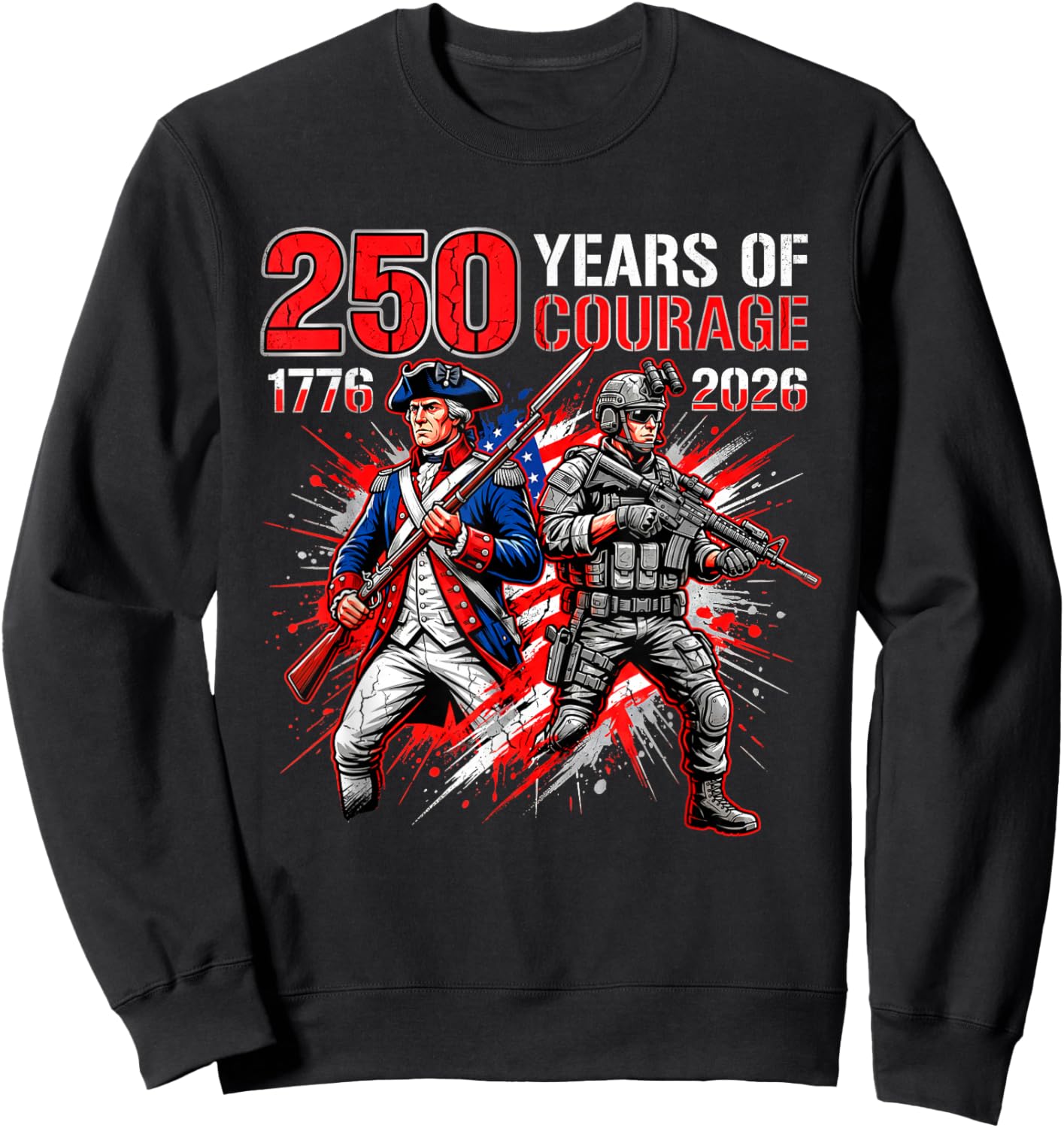 250th Anniversary 250 Years American USA Patriotic 4th July Sweatshirt - Sweatshirt | Black
