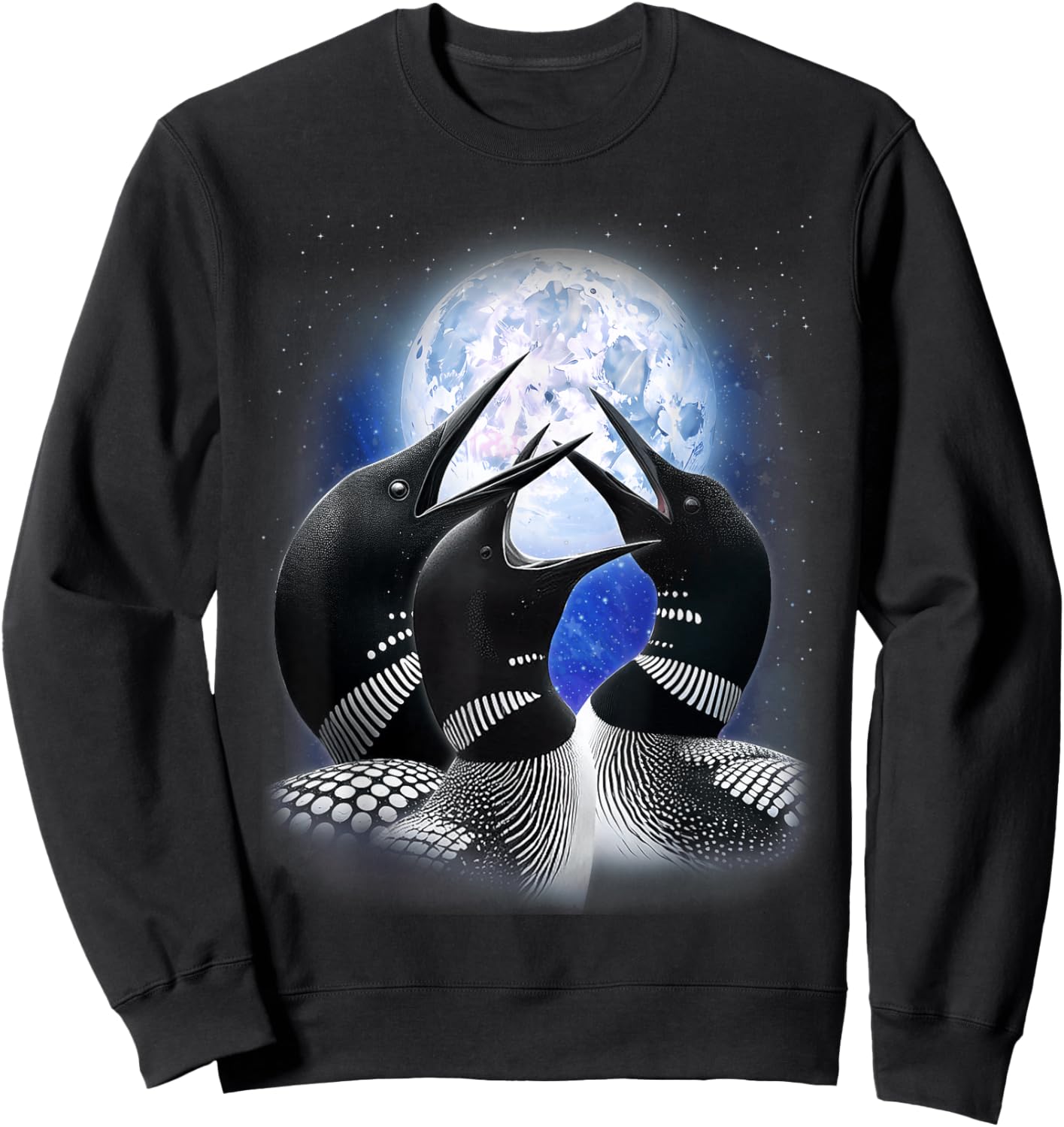 3 Common Loon Howling At The Moon Funny Birdwatcher Birder Sweatshirt - Sweatshirt | Black