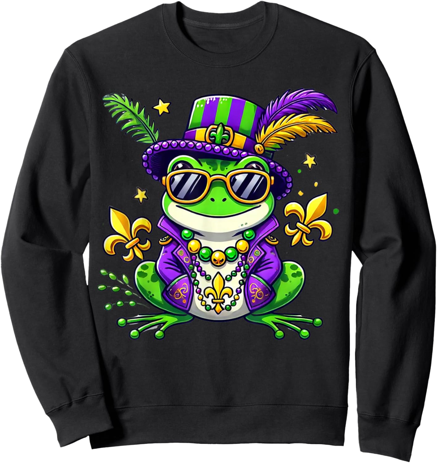 Funny Frog Mardi Gras Costume Men Women Kids Party Sweatshirt - Sweatshirt | Black