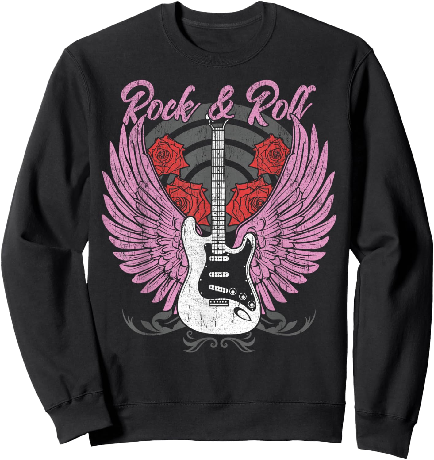 Rock and Roll Guitar Vintage ROCK Women Music Sweatshirt - Sweatshirt | Black