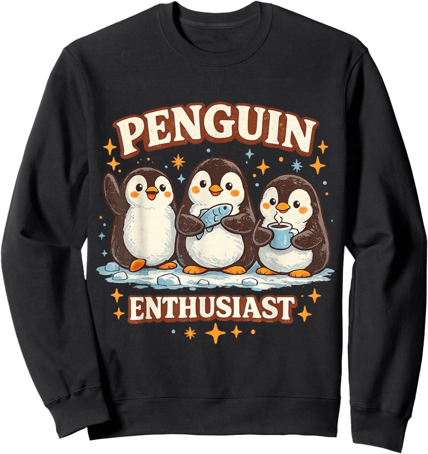 Penguin Enthusiast Cute Penguin Lover Funny Animal Graphic Sweatshirt - Sweatshirt | Black