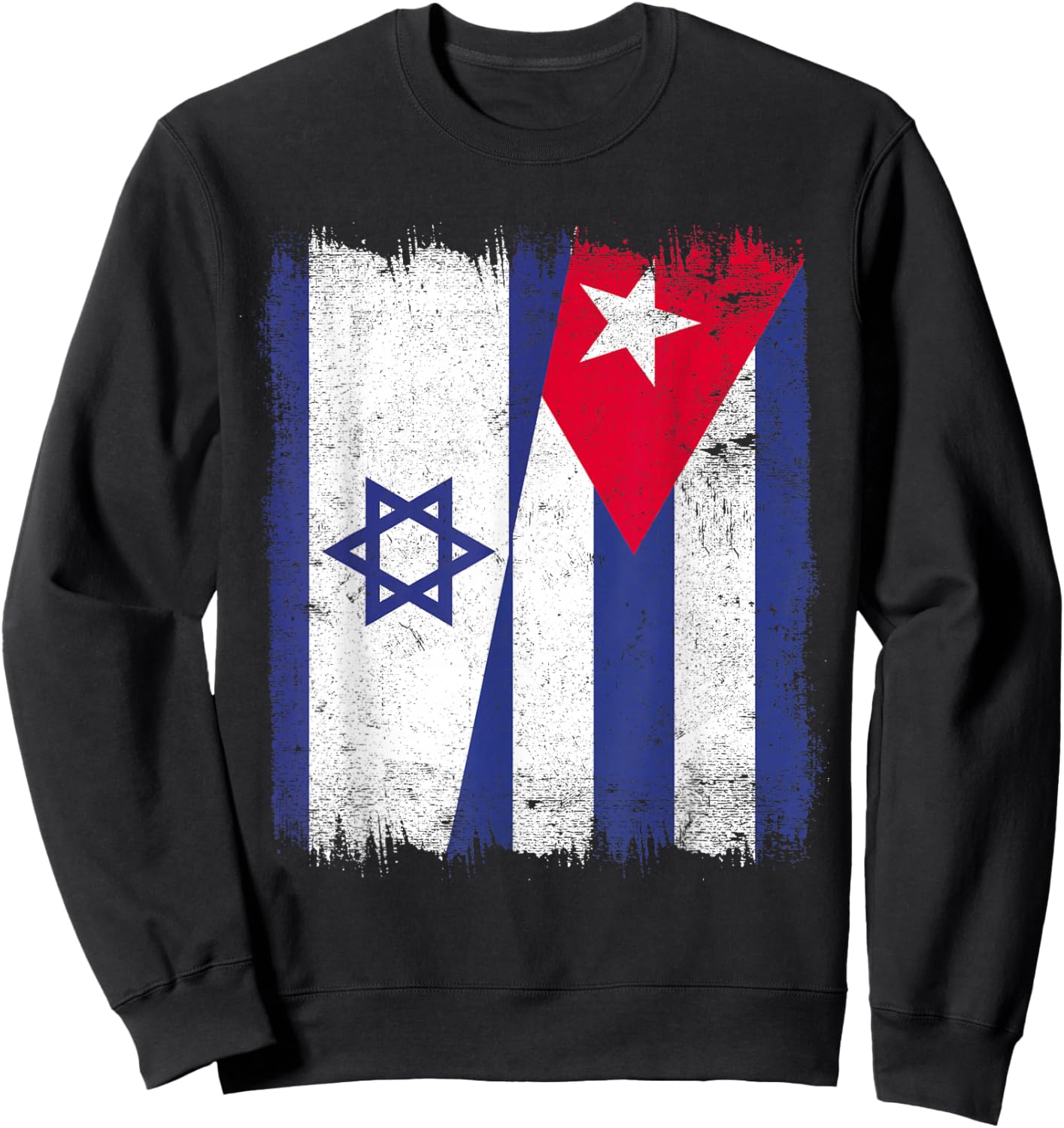 Israel Cuba Half Flag Israeli Cuban Heritage Sweatshirt - Sweatshirt | Black