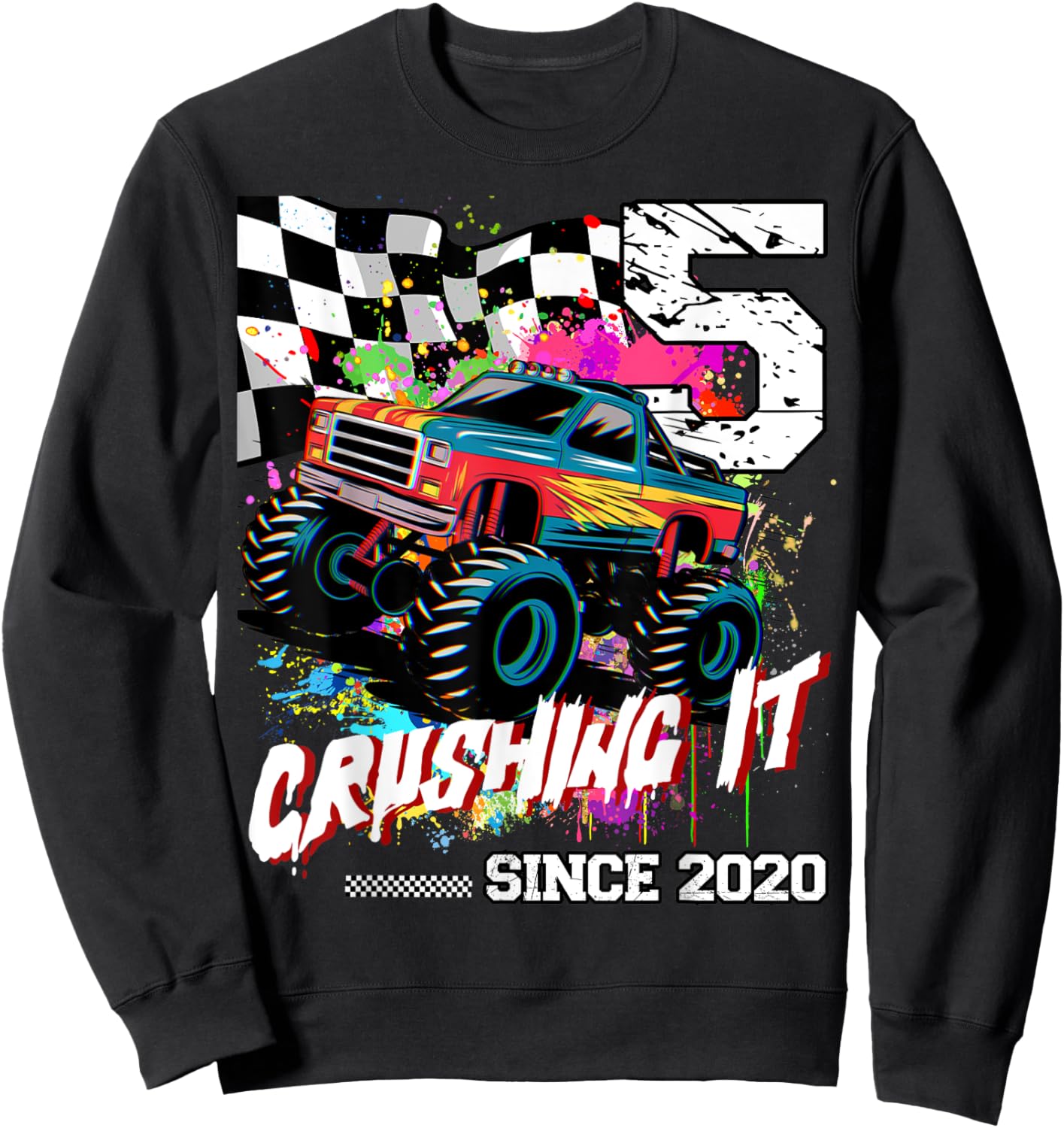 Birthday Monster Truck 5th years old Monster Truck Birthday Sweatshirt - Sweatshirt | Black