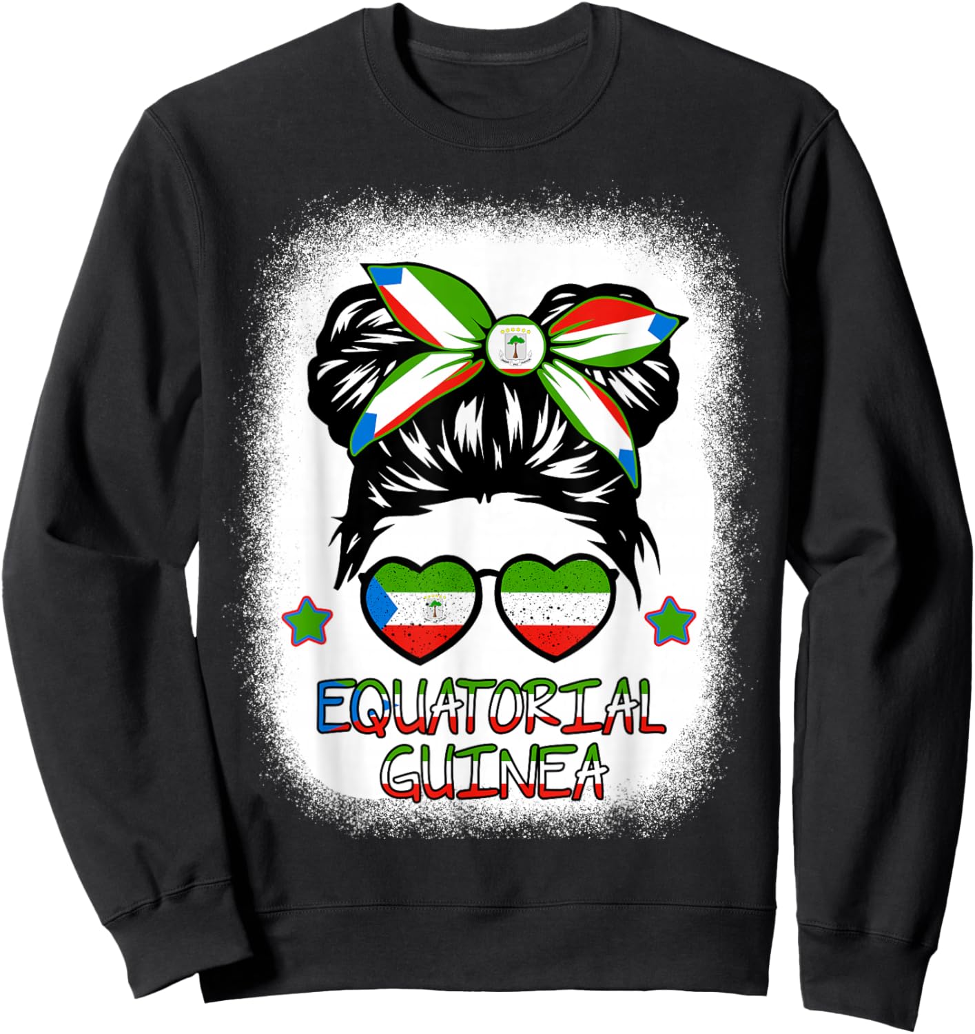 Girls Equatorial Guinea Flag Guinean Women Hispanic Heritage Sweatshirt - Sweatshirt | Black