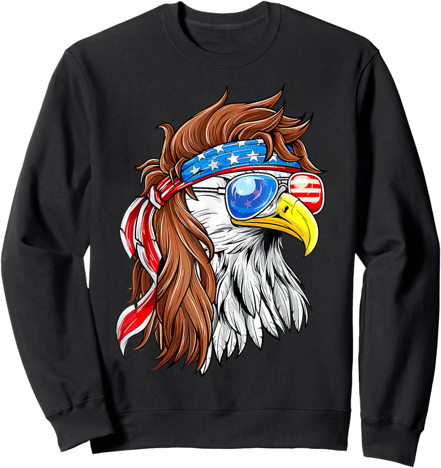 Patriotic Bald Eagle Mullet Usa American Flag 4Th Of July Sweatshirt - Sweatshirt | Black