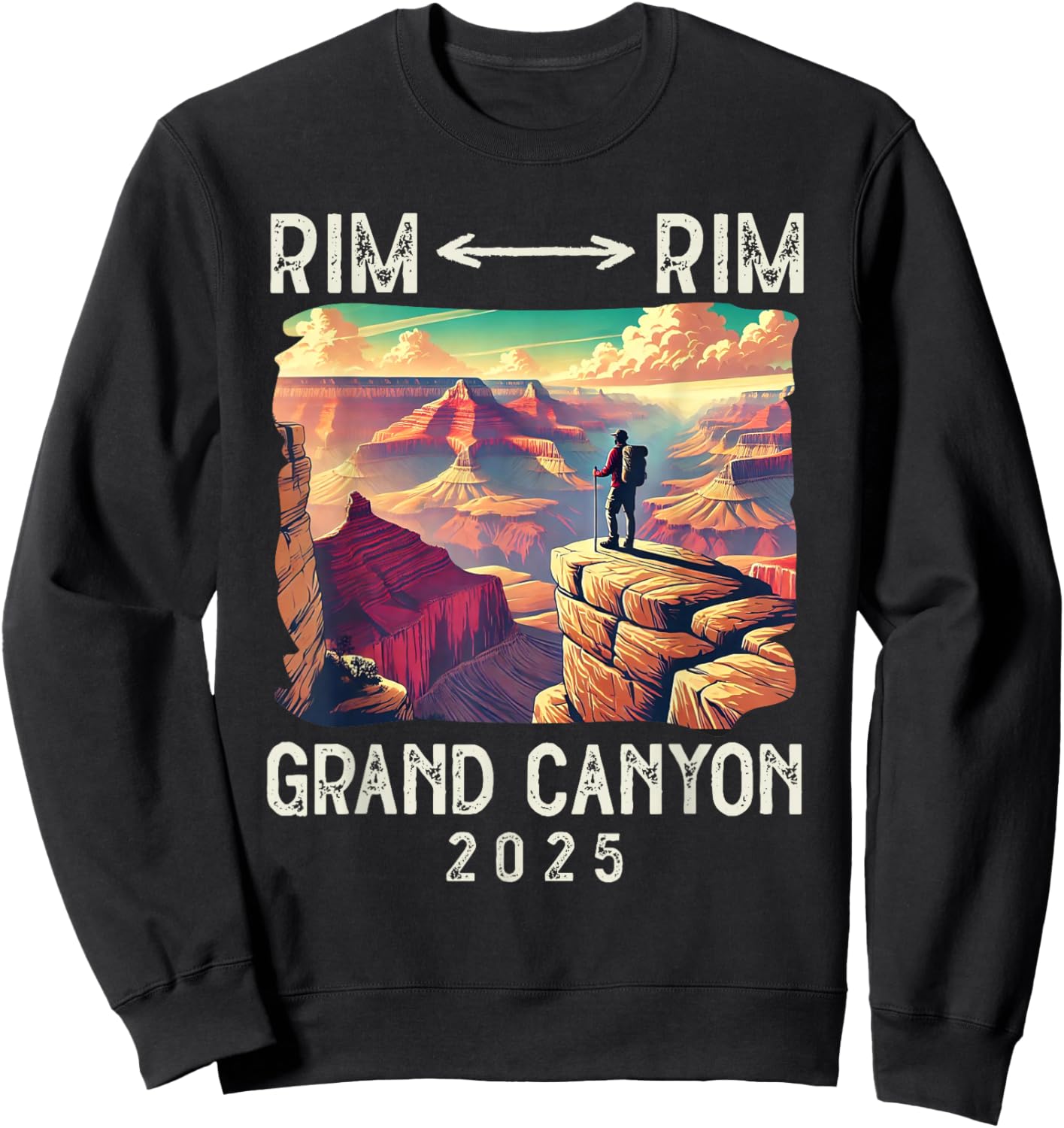 Rim Rim Grand Canyon, I Hiked The Grand Canyon 2025 Vintage Sweatshirt - Sweatshirt | Black