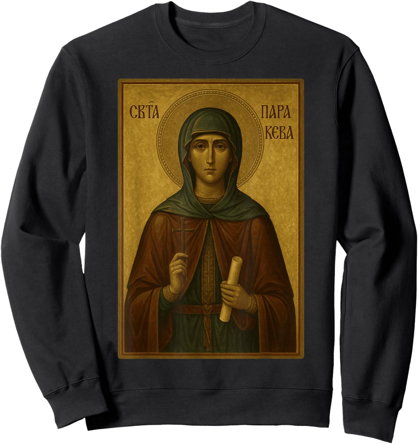 Holy Orthodox Icon of Saint Paraskeva of the Balkans Sweatshirt - Sweatshirt | Black