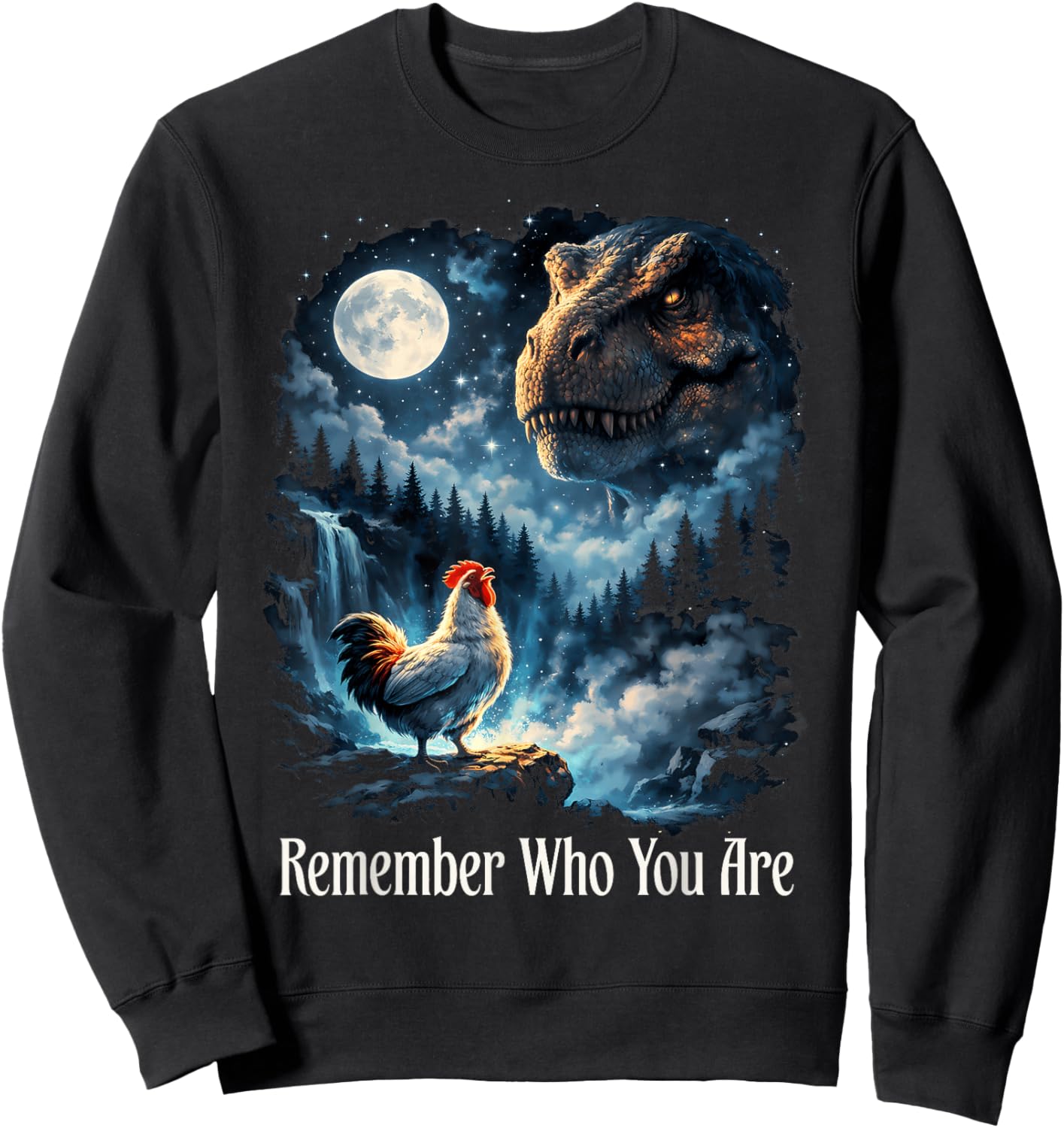 Remember Who You are Dinosaur Chicken Sweatshirt - Sweatshirt | Black
