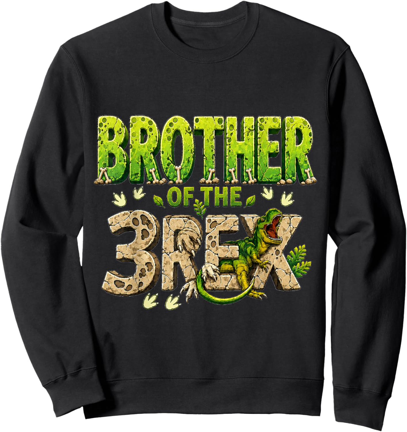 Brother of The Three Rex Birthday Dinosaur Family Matching Sweatshirt - Sweatshirt | Black
