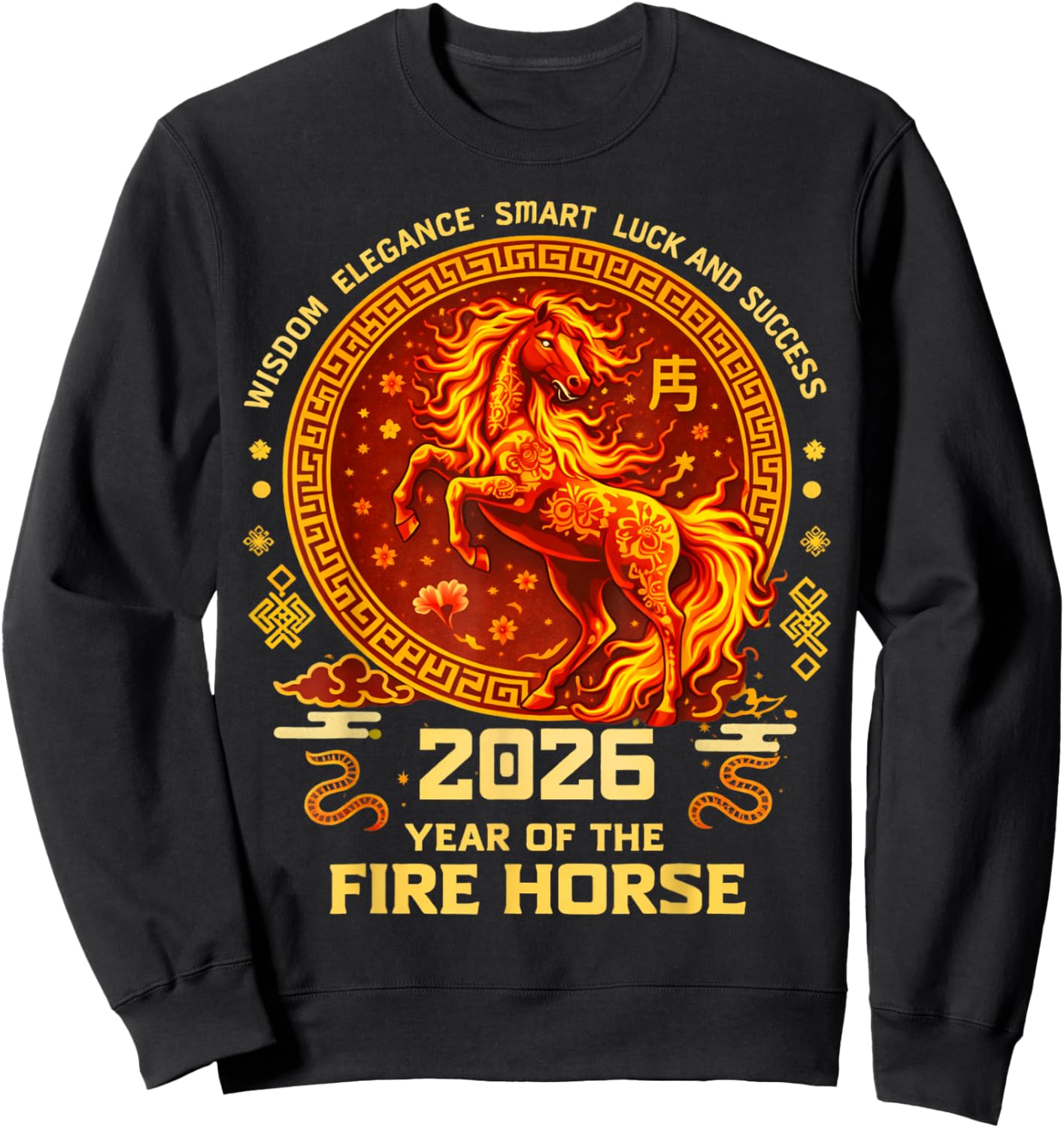 Nouvel an Chinois 2026 année du Cheval de feu Rouge Sweatshirt - Sweatshirt | Black