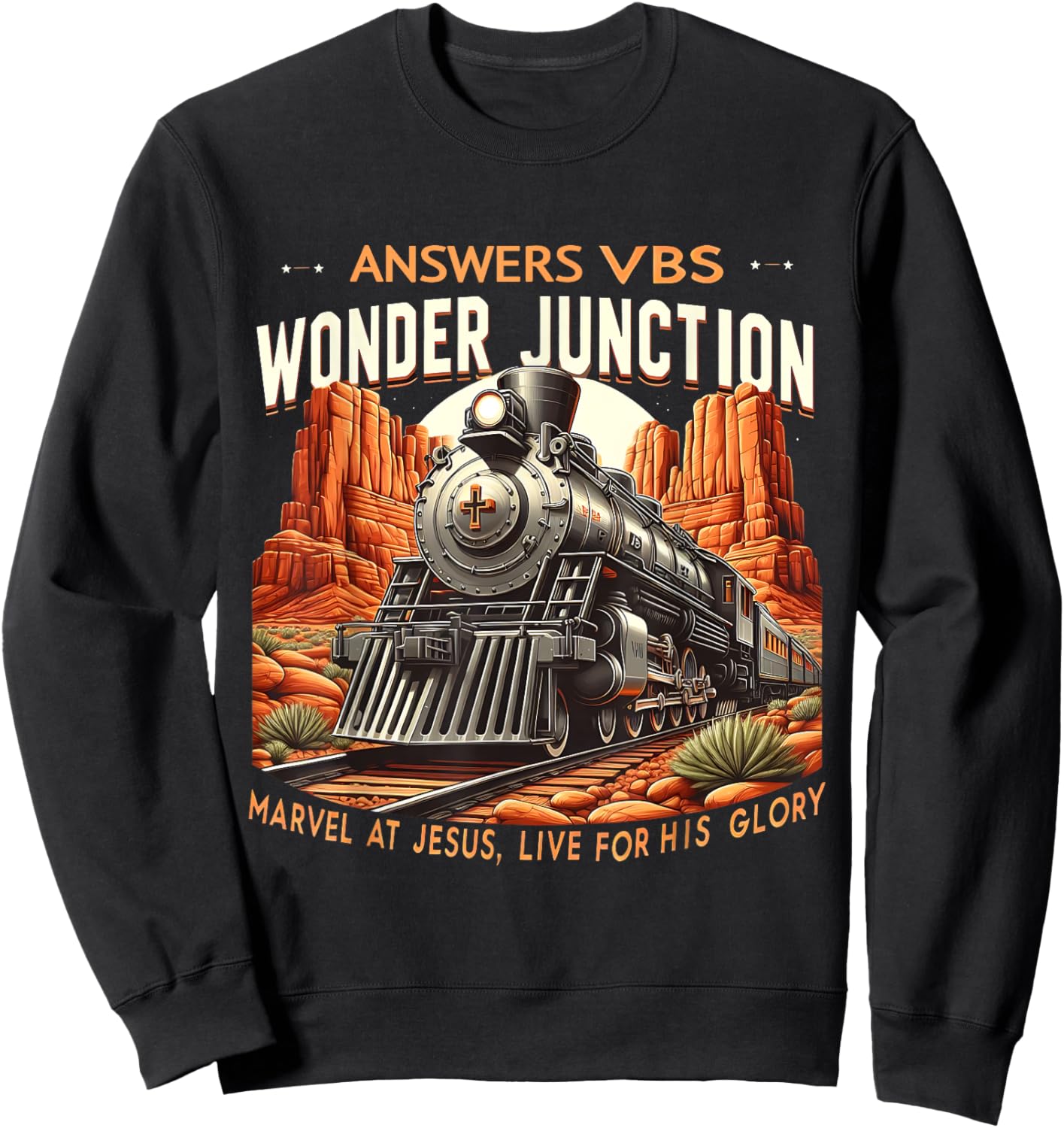 Vintage Answers VBS Wonder Junction Christian Train Theme Sweatshirt - Sweatshirt | Black