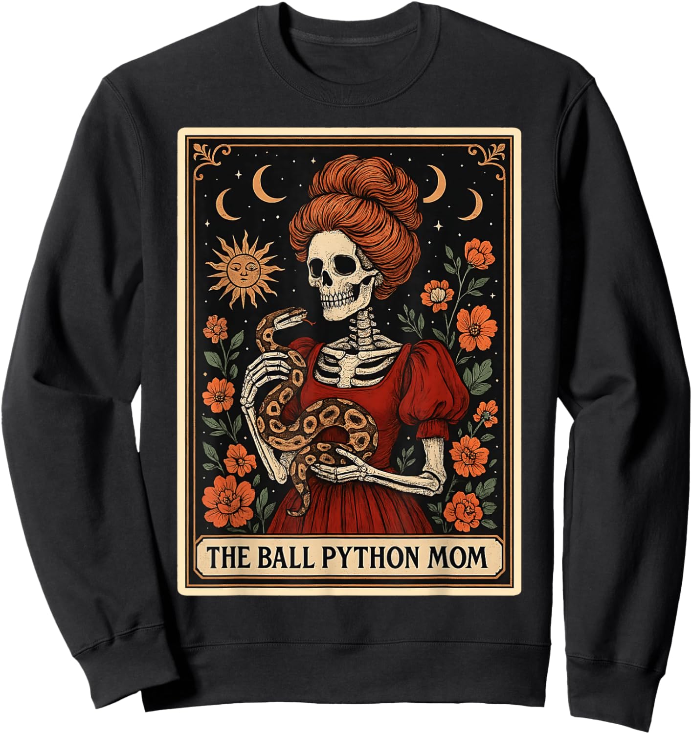 The Ball Python Mom Snake Mother's Day Tarot Card Skeleton Sweatshirt - Sweatshirt | Black