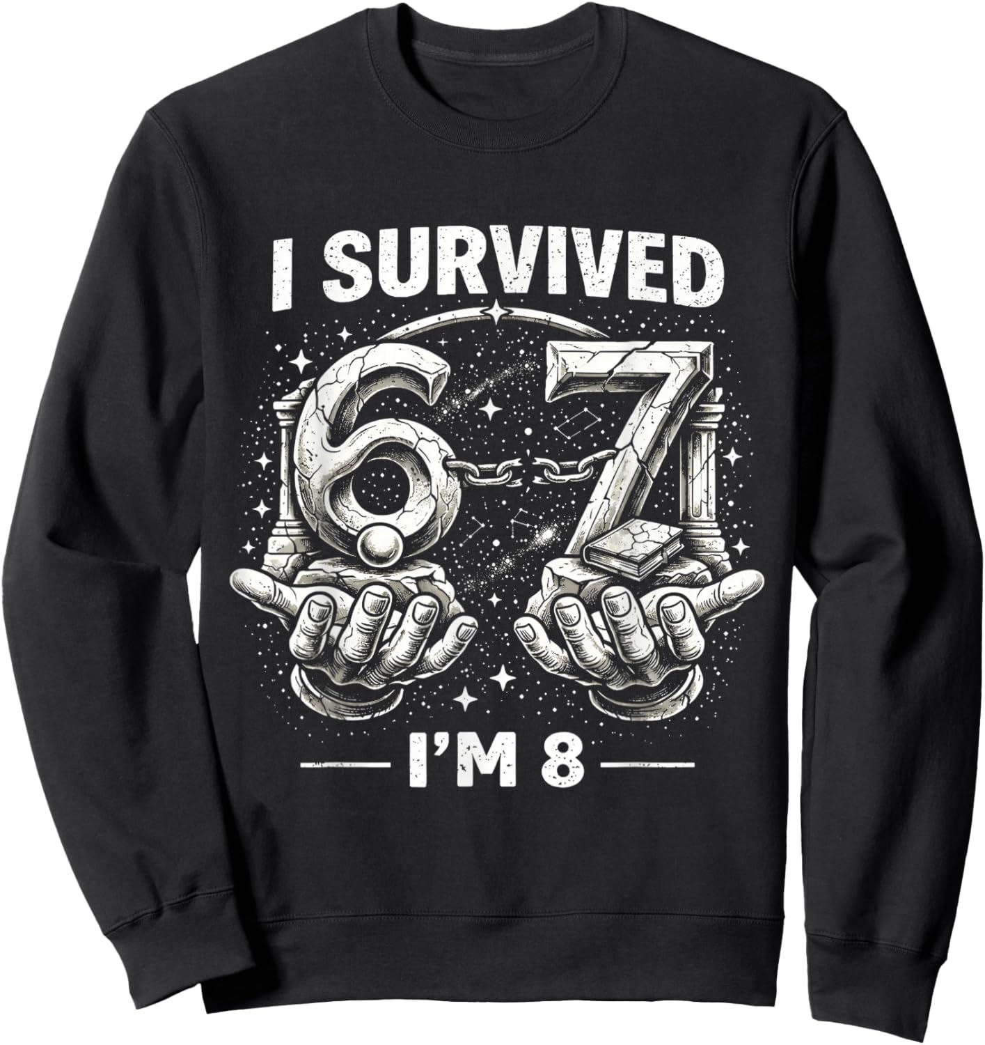8 Year Old Boys Birthday Outfit 67 Meme Girls 8th Birthday Sweatshirt - Sweatshirt | Black