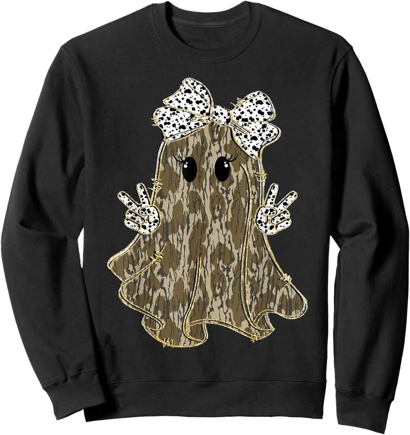 Funny Halloween Camouflage Camo Ghost Hello Hunting Season Sweatshirt - Sweatshirt | Black