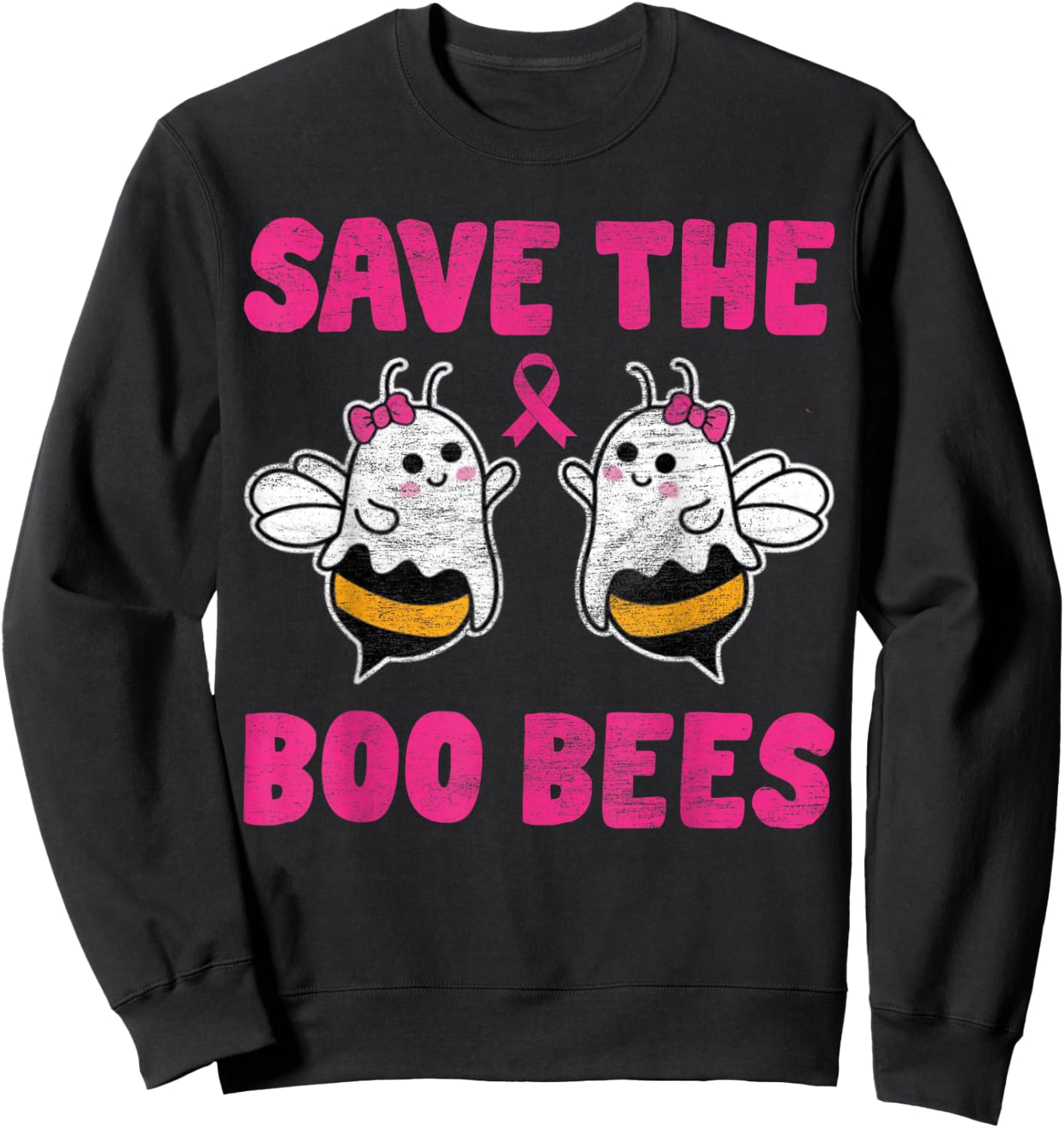 Save The Boo bees Breast Cancer Awareness Halloween Women Sweatshirt - Sweatshirt | Black