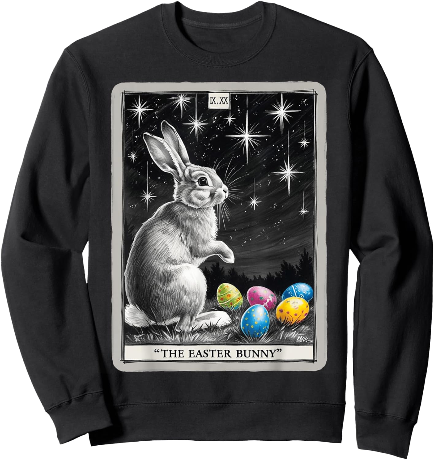 Tarot Card Happy Easter Bunny Spring Easter Egg Easter Day Sweatshirt - Sweatshirt | Black